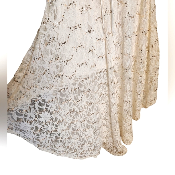Stunning High Low, Lace, Off-white, Gold sequence dress - Picture 5 of 5